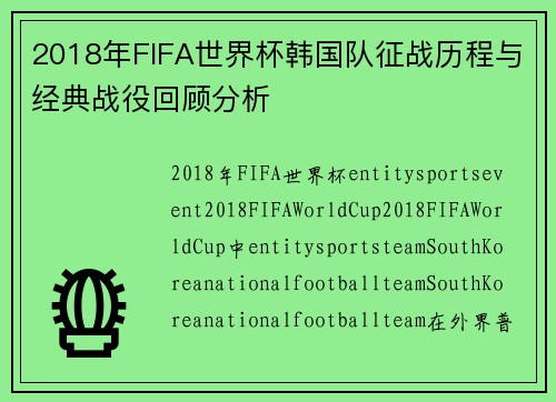 2018年FIFA世界杯韩国队征战历程与经典战役回顾分析